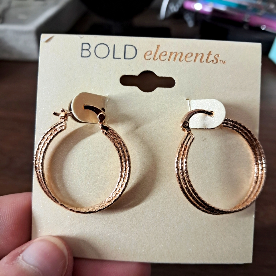 Bold Elements Gold Hammered Hoop Earrings 15$